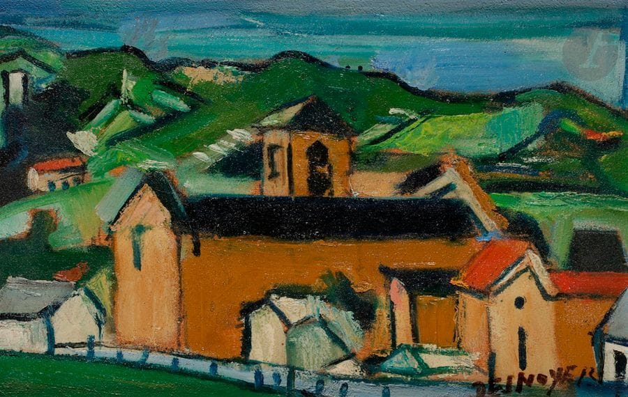 François DESNOYER (1894-1972)
La Petite église
Huile sur panneau.
Signée en bas à droite et certifié par l’artiste au dos.
27 x 38 cm