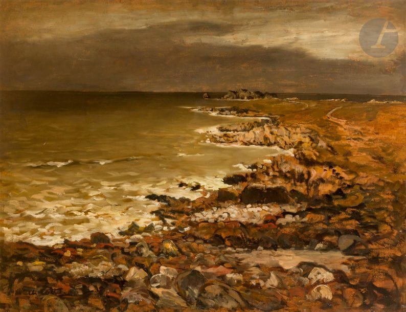 Charles COTTET (1863-1944)
Côte bretonne, 1904
Huile sur panneau parqueté.
Signée et datée en bas à gauche.
75 x 102 cm