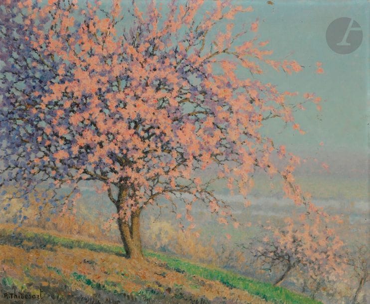 Raymond THIBESART (1874-1963)
Arbre en fleurs
Huile sur toile.
Signée en bas à gauche.
60 x 73 cm