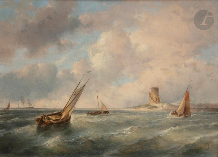 Jan Evert II MOREL (1835-1905)
Marine
Huile sur panneau.
Signée en bas à droite.
37 x 51.5 cm
