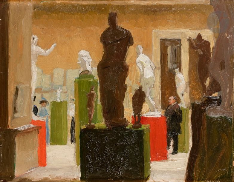Jules FLANDRIN (1871-1947)
Au musée
Huile sur carton.
Signée en bas à droite.
27 x 35 cm