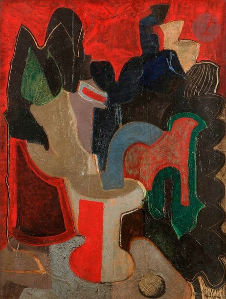 *Emmanuel GONDOUIN (1883-1934)
Nature morte cubiste, 1928
Huile sur panneau.
Signée en bas à droite.
73 x 56 cm

Expositions : 
- Maîtres connus et méconnus de Montmartre à Montparnasse, Château d’Annecy, 1er juillet - 20 septembre 1964 (étiquette au dos).
- Arts et lettres, Musée de Vevey, 1965 (étiquette au dos). 
- Montparnasse, Palais des Beaux-Arts de Charleroi (étiquette au dos).