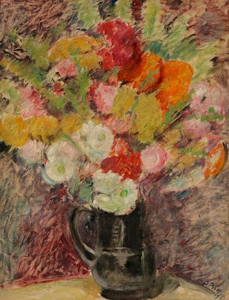 Jean PUY (1876-1960)
Vase de fleurs, 1919
Huile sur papier monté sur panneau.
Signée et datée en bas à droite.
34 x 26 cm