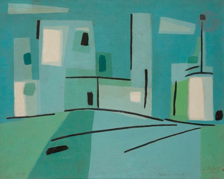 Antonio LAGO RIVERA (1916-1990)
Paisaje, 1953
Huile sur toile.
Signée, datée et située « Paris » en bas à droite.
Signée, datée, située et titrée au dos sur le châssis.
(Petit accident).
65 x 81 cm

Exposition : 
IIe Biennale del Museo de Arte Moderno de San Pablo, 1953-54 (étiquette au dos).