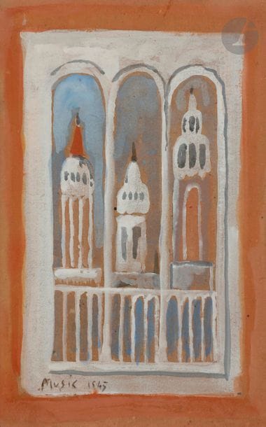 Zoran MUSIC [croate] (1909-2005)
Venise, 1945
Gouache.
Signée et datée en bas à gauche.
24 x 15.5 cm