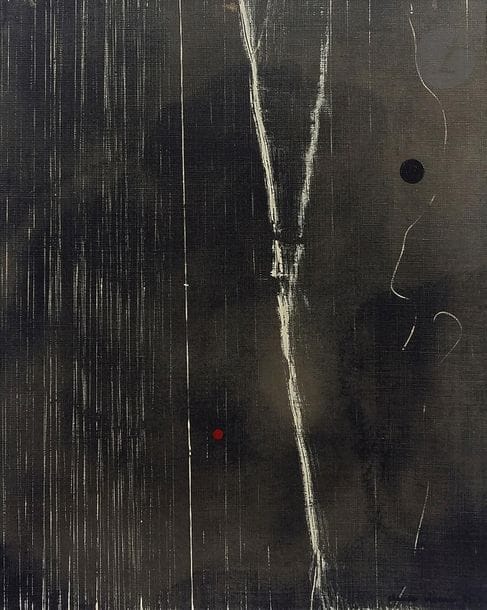 Claude VISEUX (1927-2008)
Tensiles ou Essai à l’élastique, 1954
Huile sur toile.
Signée en bas à droite.
Signée et datée au dos.
46 x 38 cm

Expositions :
- Claude Viseux, Galerie Jean-Robert Arnaud, Paris, 
18 février - 3 mars 1954.
- Divergences, Galerie Jean-Robert Arnaud, Paris, 
9 juillet - 22 septembre 1954, avec Hartung, Bertini, Dumitresco, Soulages, Tinguely et Koenig.

L’œuvre est référencée dans les archives Claude Viseux sous le numéro PM195400428.

Nous remercions Monsieur François Viseux pour les informations qu’il nous a transmises.