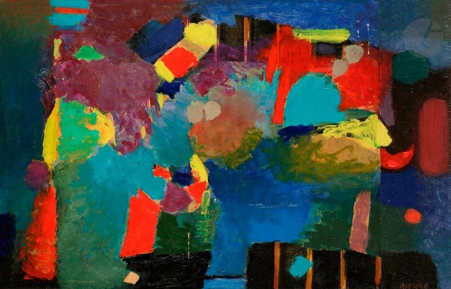 Roland BIERGE (1922-1991)
Peinture n°1040, 1971
Huile sur panneau.
Signée en bas à droite.
Signée, datée et titrée au dos.
26 x 39 cm