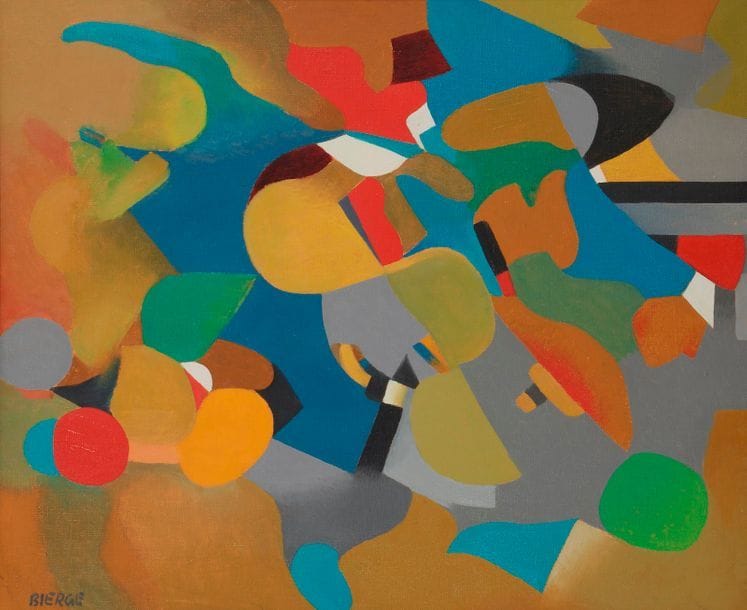 Roland BIERGE (1922-1991)
America, 1976
Huile sur toile.
Signée en bas à gauche.
Signée, datée et titrée au dos.
46 x 55 cm

Bibliographie : 
[CR 1391]