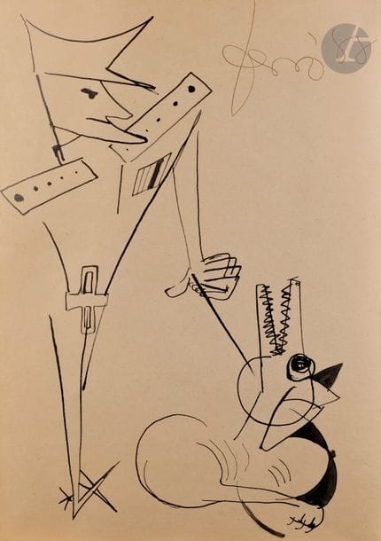 Gudmundur ERRO [islandais] (né en 1932)
Composition
Encre et lavis d’encre.
Signée et datée en haut à droite.
35 x 25 cm