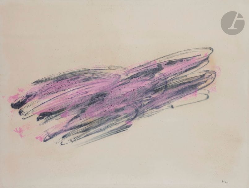 Jean FAUTRIER (1898-1964)
Composition, 1962
Gouache et fusain.
Monogrammée et datée en bas droite.
(Petites rousseurs).
50 x 65 cm