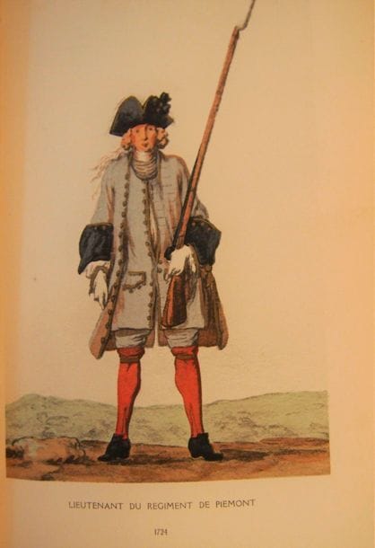 DEPREAUX (Albert)
Costumes militaires de France au XVIIIe siècle. Paris, Berger-Levrault, 1945, in-8, demi-reliure à coins chagrin grenat, dos à nerfs (reliure usagée). 
Avec 48 illustrations dont 13 planches en noir h.t. et 26 en couleurs. Édition limitée à 200 exemplaires numérotés.