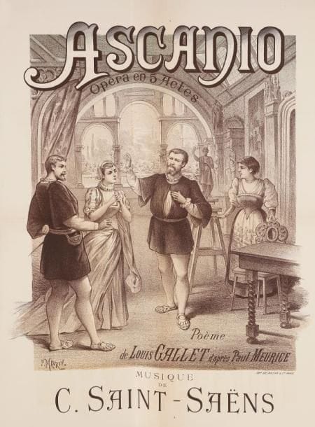 P. MAUROU
Ascanio. Musique de C. Saint-Saëns. Imp. Delanchy, Paris. Non entoilée. B.E. (pliée) 78 x 64 cm.