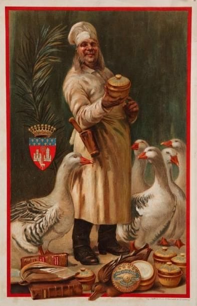 ANONYME
Foie gras - Paté Tivollier. Imp. Camis, Paris. Sur carton. B.E. (déchirures). 60 x 40 cm.