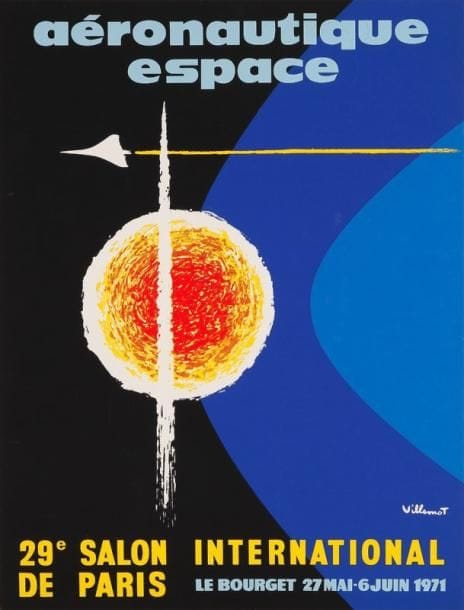 VILLEMOT
Aéronautique et Espace, 29e Salon international, 1991. Entoilée. B.E. 51 x 39 cm.