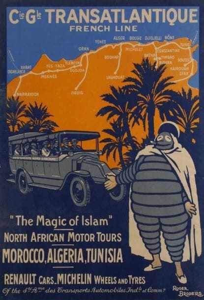 Roger BRODERS
«The magic of islam» - North African Motor Tours - Morocco, Algeria, Tunisia - Michelin. Imp. Les Reproductions Industrielles, Paris. Encadrée. B.E. 104 x 72 cm (à vue). Rare.