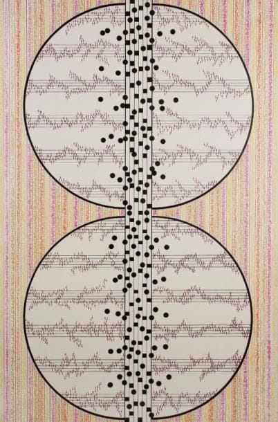 Michel MAGNE
Musique III, vers 1976 Acrylique et feutre sur toile. Non signé. 146 x 97 cm