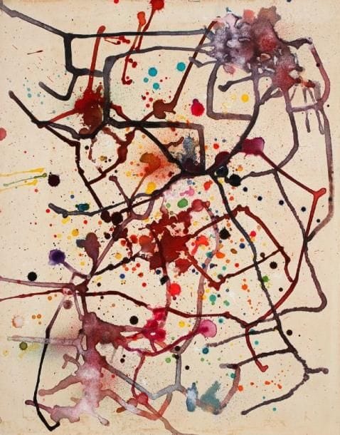 Michel MAGNE
Musique à regarder, vers 1952. Encre de couleurs sur carton. Non signée. 35 x 45 cm Bibliographie : Claude Bollack et Frédéric Gollomg, Michel Magne, Saint-Paul de Vence, 1977.
