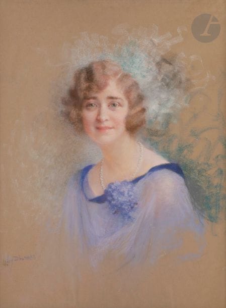 Lucien LéVY-DHURMER (1865-1953)
Jeune femme au collier de perles
Pastel.
Signé en bas à gauche.
83 x 62 cm