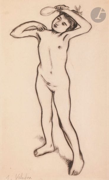 Suzanne VALADON (1865-1938)
Jeune fille au miroir
Crayon noir.
Signé en bas à gauche.
33 x 19 cm

Expositions : 
- Suzanne Valadon, Galerie Paul Pétridès, Paris, juin-juillet 1962, n° 16 reproduit au catalogue (étiquette au dos).
- Haus der Kunst, Munich (étiquette au dos).

Bibliographie : 
Paul Pétridès, L'Œuvre complet de Suzanne Valadon, Compagnie Française des Arts graphiques, n° D153, reproduit en noir et blanc.