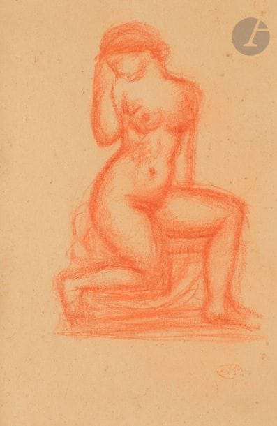 Aristide MAILLOL (1861-1944)
Femme genoux repliés
Sanguine sur papier bistre.
Signée du monogramme.
27 x 18 cm

Provenance : 
Vente Maître Palloc, fonds d'atelier Maillol, Nice, 
28 novembre 2013, n° 147.
