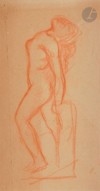 Aristide MAILLOL (1861-1944)
Nu à la colonne
Sanguine.
23 x 12 cm

Provenance : 
Hôtel des ventes de Nice, 28 novembre 2013.

L'œuvre est référencée dans les archives de Monsieur Olivier Lorquin. Un certificat n° 3041 réunissant 8 œuvres de la vente du 28 novembre 2013 à l'Hôtel des ventes de Nice a été émis le 24 octobre 2014 (il ne sera pas remis à l'acquéreur).