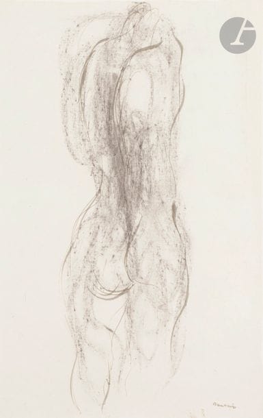 Jean FAUTRIER (1898-1964)
Nu de dos les bras levés, vers 1942
Encre et lavis.
Signée en bas à droite.
34.5 x 22 cm

Provenance : 
Vente Christie's, collection Dagny et Jan Runnquist, Galerie Bonnier - Un demi-siècle de passion et d'engagement artistique, Paris, 26 octobre 2013, n° 201.