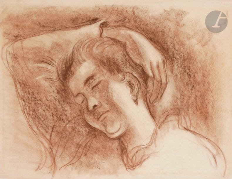 Amédée de LA PATELLIèRE (1890-1932)
Femme endormie, 1927
Sanguine.
Signée et datée en bas vers la gauche.
40 x 51.5 cm