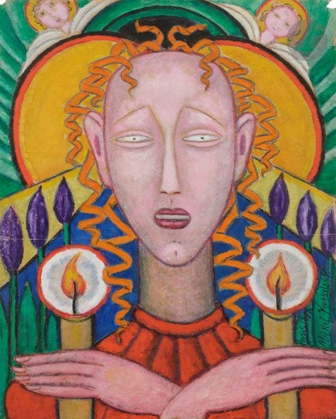 Marie VASSILIEFF (1884-1957)
Saintes aux bougies, 1956 (?)
Gouache.
Signée et datée sur la droite.
(Petits manques de papier dans les angles).
30 x 23 cm