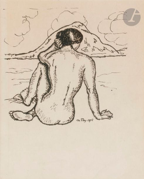 Georges DE TRAZ (1881-1955)
Femme nue devant la mer, 1912
4 encres.
Signées et datées.
26 x 21 cm

Provenance : 
- Collection René Chalupt. 
- Par descendance.
- Acheté directement aux descendants par la Galerie C. Stany, Paris.