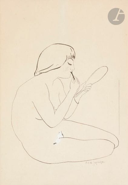 André DUNOYER DE SEGONZAC (1884-1974)
Jeune femme nue se maquillant
Encre et rehauts de gouache blanche.
Signée en bas à droite.
34.5 x 24.5 cm