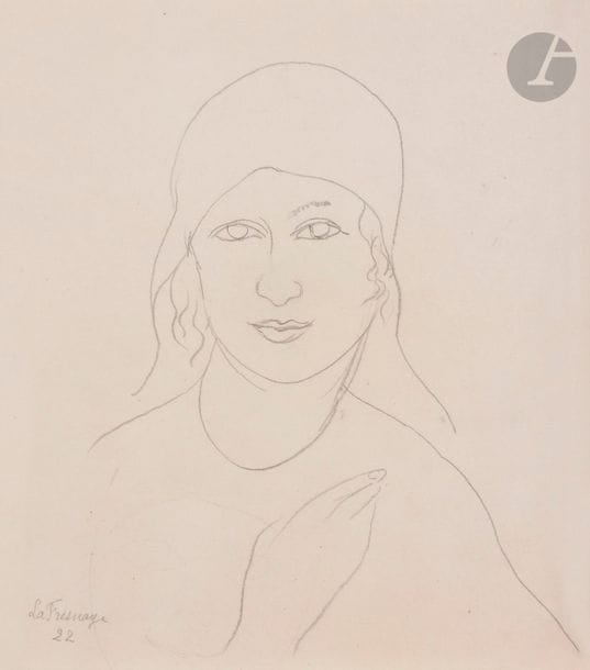 Roger de LA FRESNAYE (1885-1925)
Portrait de femme
Crayon noir.
Signé et daté en bas à gauche.
19 x 17 cm

Provenance : 
Ancienne collection H.M. Petiet, son cachet au verso de l'encadrement (Lugt 5031).