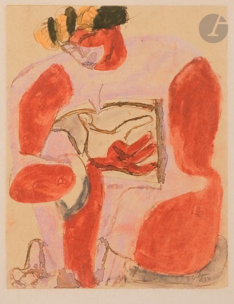 Charles-Édouard JEANNERET dit LE CORBUSIER (1887-1965)
Femme lisant, 1934
Pastel lavé et encre sur papier vélin fin contrecollé sur papier fort (du vivant et sur commande de l'artiste);
Signée et datée en bas à droite.
Signée et dédicacée en 1955 sur le montage.
25.5 x 20.5 cm

Une attestation n° 19-130 de Monsieur éric Mouchet, en date du 12 septembre 2019, sera remise à l'acquéreur.