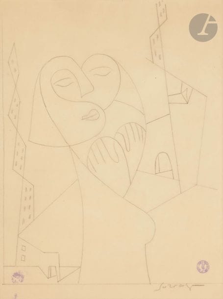 Léopold SURVAGE
Femme dans la ville, vers 1935-40
Mine de plomb sur calque.
Signée en bas à droite.
Porte le timbre de l'atelier en bas à droite.
23.5 x 18 cm

Nous remercions Madame Anne-Marie Divieto d'avoir confirmé l'authenticité de cette œuvre.