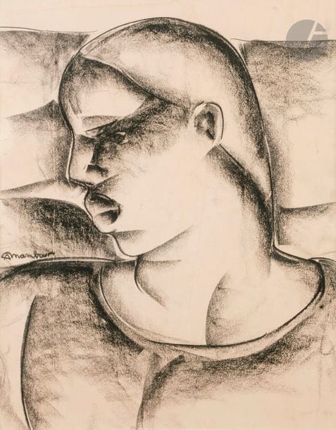 Auguste MAMBOUR (1896-1968)
Profil de femme noire
Fusain.
Signé sur la gauche.
55 x 43 cm