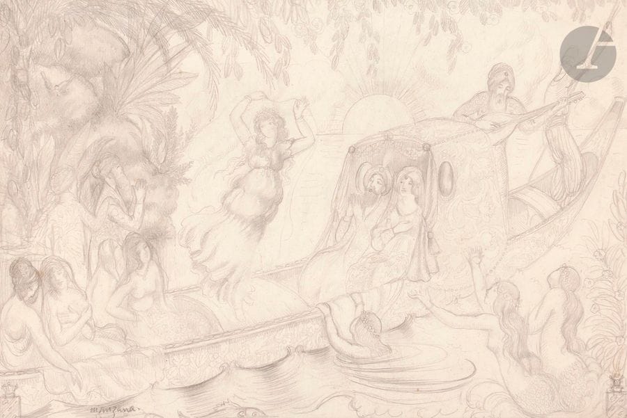 Georges MANZANA-PISSARRO 
(1871-1961)
La Danse
Mine de plomb - Projet de tapisserie.
Signée en bas à gauche.
22.5 x 34 cm