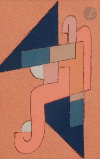 Henrik Neugeboren dit Henri NOUVEAU (1901-1959)
Composition, 1926
Gouache et collage.
Monogrammée et datée au revers.
14 x 9 cm