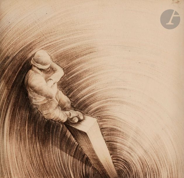 Roland CAT (né en 1943)
Homme au poteau
Encre.
Signée en haut à droite.
17 x 18 cm