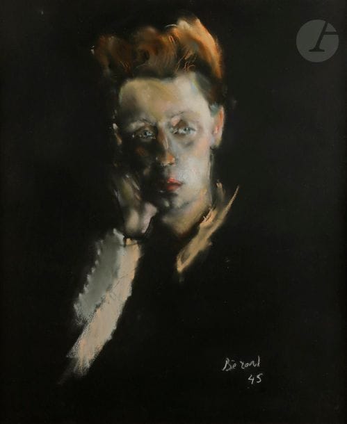 Christian BÉRARD (1902-1949)
Portrait de jeune homme, 1945
Pastel sur papier noir.
Signé et daté en bas à droite.
62 x 51 cm