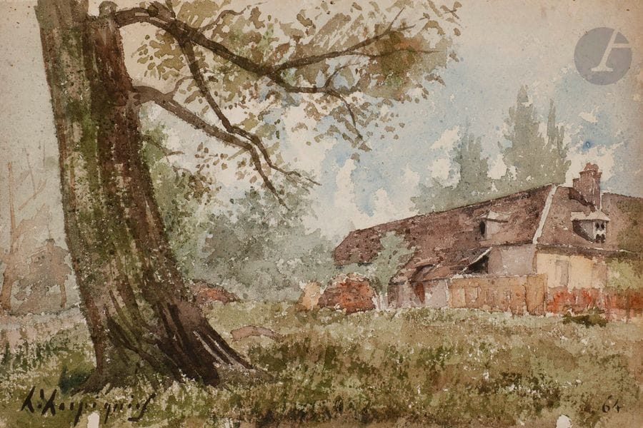 Henri Joseph HARPIGNIES (1819-1916)
Ferme, 1964
Aquarelle
Signée et datée.
17 x 25 cm

Cette œuvre sera incluse au Catalogue Raisonné en préparation par Monsieur Jean-Pierre Cappoen.