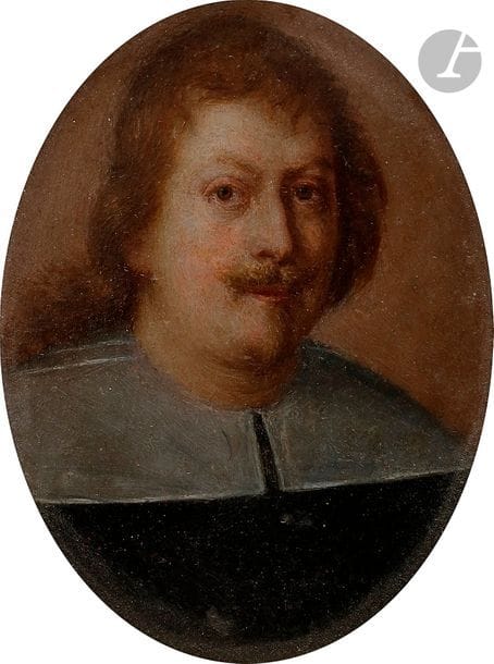 École ROMAINE vers 1640
Portrait d’homme 
Cuivre ovale 
5 x 4 cm
Petits manques