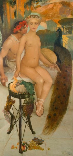 André Pierre LUPIAC (1873-1956)
Scène antique
Huile sur toile.
Signée en bas à droite.
(Enfoncement et rentoilage)
220 x 105 cm