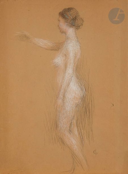 Ernest LAURENT (1859 - 1929) 
étude de femme de profil 
Pastel 
50 x 38 cm 
Cachet en bas à droite 
Petites déchirures