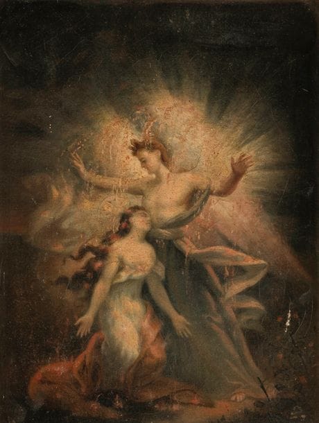 Félix TREZEL (1782-1855)
Rubi et Lilia
Toile.
Titrée et signée sur une affichette au dos.
(Petits accidents).
21 x 16 cm