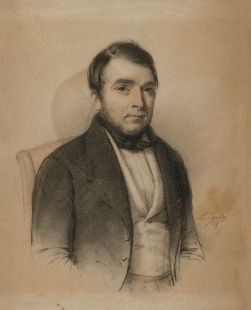Attribué à Jules BOILLY (1796-1874)
Portrait d’homme, 1839
Crayon noir.
Annoté et daté en bas à droite.
26 x 21 cm