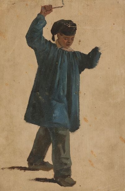 École Française vers 1820
Paysan
Huile sur papier.
(Accidents et griffures).
Sans cadre.
25 x 17,5 cm