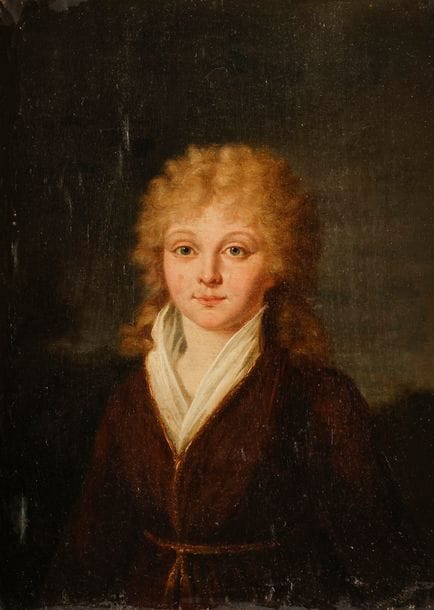 Attribué à Henri-Nicolas Van GORP 
(1756-1819)
Portrait d’homme 
Portrait de dame
Paire de toiles marouflées sur panneau.
Dans un cadre à palmettes en chêne et stuc.
(Petites restaurations anciennes).
21,5 x 16 cm