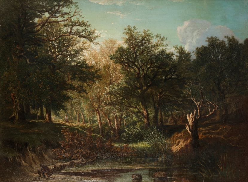 Hector ALLEMAND 
(Lyon 1809-1886)
Paysage animé 
Toile.
Signée et datée en bas à gauche : H. Allemand / 1859.
66 x 89 cm