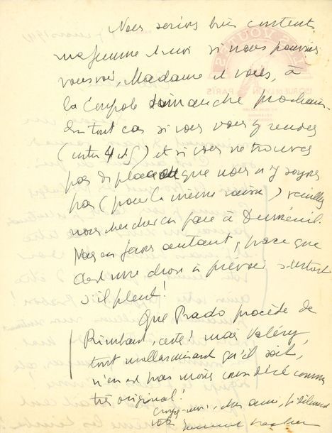 Emmanuel Lochac (1886-1956) poète d’origine russe. 43 L.A.S. dont une avec vers, et un poème autographe, Le Rouleau de musique, Paris, Fontenay, Vincennes 1936-1956, à André-A. Devaux ; 105 pages la plupart in-4.
   Correspondance au philosophe André Devaux, majoritairement pendant les années de guerre où Lochac vécut dans la clandestinité. Appréciation de son article sur Monostiches (1936), trouvé excellent aussi par Guy Lavaud : il paraîtra dans Yggdrasill… Remerciement d’avoir enregistré Micrones (1939)… Invitation à collaborer à la revue Le Pont Mirabeau… « J’aime votre préoccupation de l’au-delà, elle élargit tellement l’horizon. Il ne s’agit pas de mysticisme mais d’aspiration »… Chicaneries sur des élisions, et autres remarques sur des tentatives de poésie de Devaux… Moments de découragement, « mais je me félicite d’autant plus, du resserrement de notre amitié, qui était inévitable vu nos affinités et les principes moraux qui nous sont communs » (6 janvier 1941)… Il est question de Chesneau, Gourmont, Rimbaud, Royère, Valéry, etc. Avec le ms du poème Le Rouleau de musique.
   On joint 2 tirages à part avec envois a.s. de Lochac à Devaux ou Mme (1951-1952), une lettre de Jacques Arnold à Devaux au sujet de cette correspondance (1977), et des notes dactyl. de Devaux. Plus le programme d’un Concert-Ball au bénéfice d’écrivains russes en France (1941) ; et une l.a.s. de Paul Fort à Louise Goëffon (7 décembre 1948).