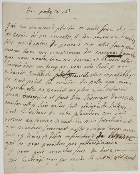 Marie-Louise de La Tour d’Auvergne, princesse de ROHAN-GUÉMÉNÉ (1725-1781) fille de Charles-Godefroy de La Tour d’Auvergne duc de Bouillon et de Marie-Charlotte Sobieska, elle épousa en 1743 Jules-Hercule-Mériadec de Rohan prince de Guéméné (1726-1788) ; maîtresse de Charles Edward Stuart « le Jeune Prétendant ». 5 L.A., Rennes puis Passy s.d., à son frère Godefroy de La Tour d’Auvergne prince de Turenne, Grand Chambellan de France en 1747 ; 18 pages in-4.
   Intéressante correspondance parlant notamment de la persécution organisée par le duc d’Aiguillon contre le Parlement de Rennes et les États de Bretagne, des ennuis de son fils qui devait être Président de la Noblesse : « Il est bien cruel en menant une vie de galérien, comme celle que maine mon pauvre fils, d’estre encore blamé pour une chose sur laquelle il aurait dû recevoir des louanges, c’est une calomnie bien grande de dire qu’il a abandonné ces 83 gentilshommes »... Etc. La dernière lettre relate son installation à Passy, où elle veut s’installer une basse-cour...
   On joint une pièce signée par Louis de La Tour d’Auvergne comte d’Évreux (camp de Clèves 21 juin 1702, cachet cire rouge aux armes) ; et 3 lettres d’Hugues-Robert de La Tour d’Auvergne-Lauraguais, évêque d’Arras (1802-1847).