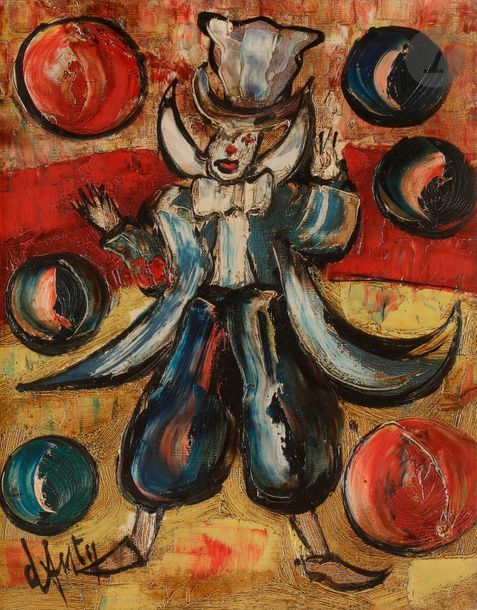 Henry D’ANTY (1910-1998)
Clown jongleur
Huile sur toile.
Signée en bas à gauche.
35 x 27 cm